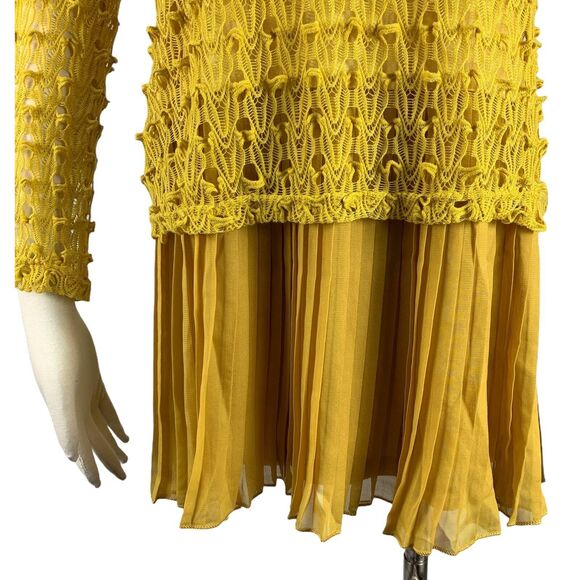 Pretty Angels Small Dress Silk Boho Yellow One Piece Accordion Skirt - Picture 5 of 8